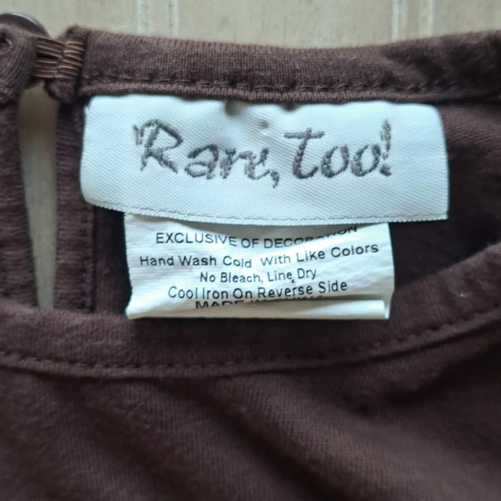 RareToo! Brown Owl Appliqué Chevron Sleeve Tunic Top Fall Thanksgiving Outfit